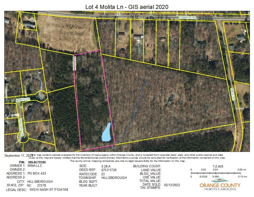 Lot 4 Molita Ln – GIS aerial 2020